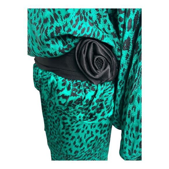 Vintage 80s Silk Cocktail Dress Slouchy Retro Animal Print Oversized Theme M - Picture 3 of 7